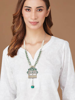 Fabindia - Women Green Metal Long Necklace