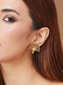 Fabindia - Women Multi Stone Metal Stud Earrings