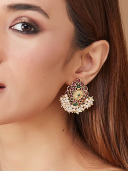 Fabindia - Women Multi Stone Metal Drop Earrings