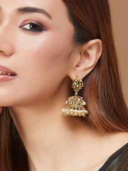 Fabindia - Women Metal Pearl Multi-Color Jhumka Earrings