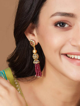 Fabindia - Women Wine Metal Dangler Earrings