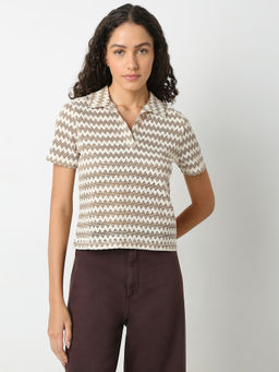 VERO MODA - Brown Abstract Print Top