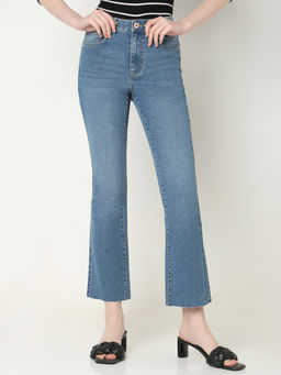 VERO MODA - Blue Mid Rise Solid Jeans