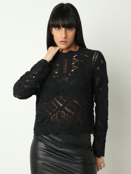 VERO MODA - Black Crochet Top