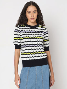 VERO MODA - White Printed Knit Top