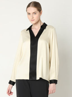 VERO MODA - Beige Colorblock Top