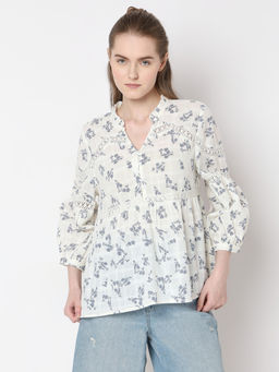 VERO MODA - Off-White Floral Peplum Top