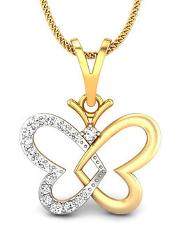 Candere by Kalyan Jewellers - 18K BIS Hallmark Yellow Gold & Diamond Butterfly Pendant