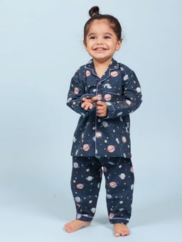 Mama & Peaches - Blue Printed Night Suit (Set of 2)
