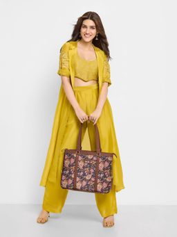 Zouk - Womens Handcrafted Vegan Paisley Print Office Bag - Fits Upto 15.6 Inch Laptop