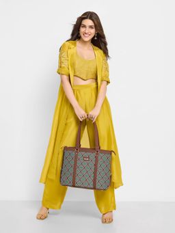 Zouk - Womens Handcrafted Vegan Kolkata Nouveau Office Bag - Fits Upto 15.6 Inch Laptop