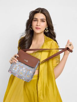 Zouk - Sky Blue Color Flap Sling Bag with Adjustable strap for Womens