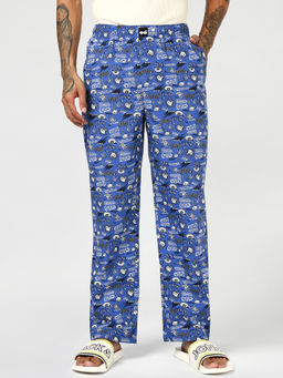 Bewakoof - Blue Printed Poplin Regular Pyjama