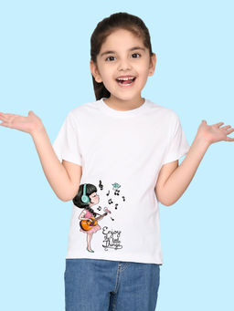 Nusyl - White Printed Regular Fit T-Shirt