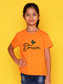 Nusyl - Orange Printed Regular Fit T-Shirt