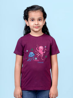 Nusyl - Purple Printed Regular Fit T-Shirt