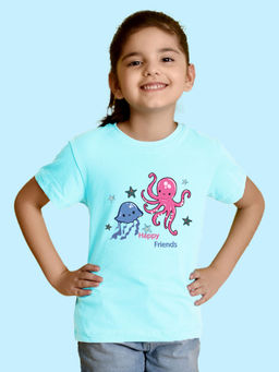 Nusyl - Blue Printed Regular Fit T-Shirt