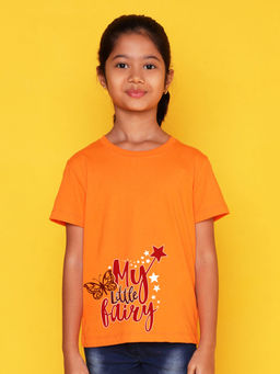 Nusyl - Orange Printed Regular Fit T-Shirt