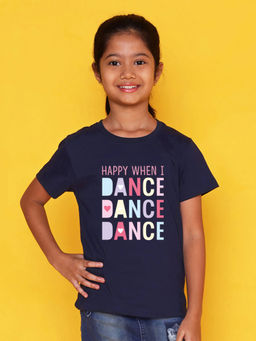 Nusyl - Navy Blue Printed Regular Fit T-Shirt