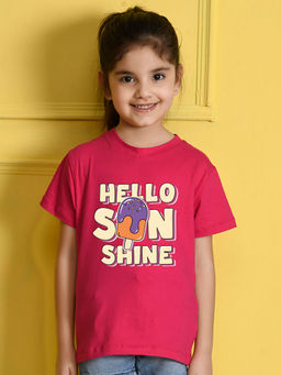 Nusyl - Pink Printed Regular Fit T-Shirt