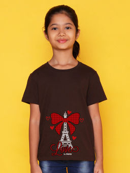 Nusyl - Brown Printed Regular Fit T-Shirt