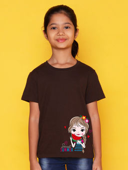 Nusyl - Brown Printed Regular Fit T-Shirt