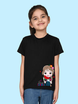 Nusyl - Black Printed Regular Fit T-Shirt