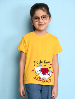 Nusyl - Yellow Printed Regular Fit T-Shirt