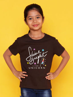 Nusyl - Brown Printed Regular Fit T-Shirt