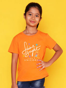 Nusyl - Orange Printed Regular Fit T-Shirt