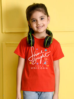 Nusyl - Red Printed Regular Fit T-Shirt