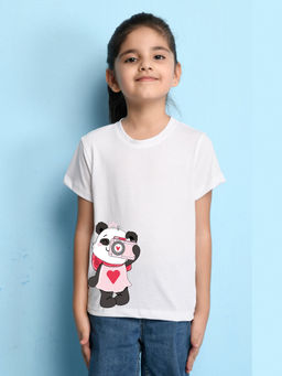 Nusyl - White Printed Regular Fit T-Shirt