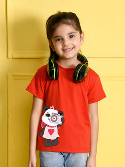 Nusyl - Red Printed Regular Fit T-Shirt