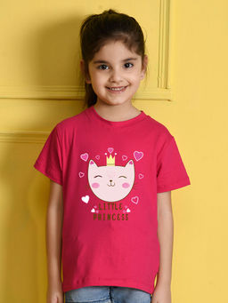 Nusyl - Pink Printed Regular Fit T-Shirt