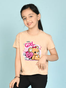 Nusyl - Peach Printed Regular Fit T-Shirt