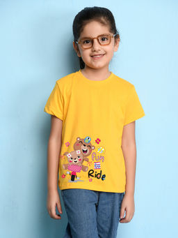 Nusyl - Yellow Printed Regular Fit T-Shirt
