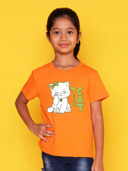 Nusyl - Orange Printed Regular Fit T-Shirt