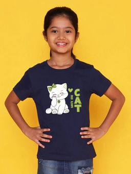 Nusyl - Navy Blue Printed Regular Fit T-Shirt