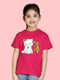 Nusyl - Pink Printed Regular Fit T-Shirt