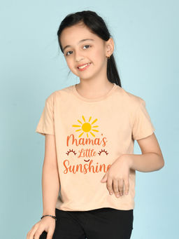 Nusyl - Peach Printed Regular Fit T-Shirt