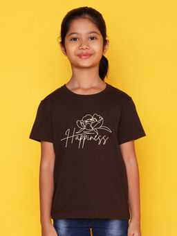 Nusyl - Brown Printed Regular Fit T-Shirt