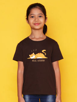 Nusyl - Brown Printed Regular Fit T-Shirt