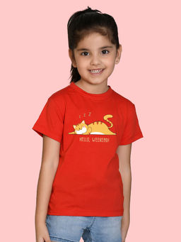 Nusyl - Red Printed Regular Fit T-Shirt