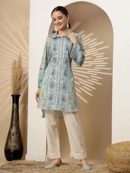 Nayam by lakshita - Women Green Paisley Polyester Regular Fit Kurta