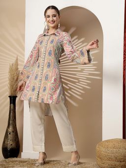 Nayam by lakshita - Women Pink Paisley Polyester Regular Fit Kurta