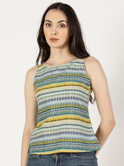 Saffron Threads - Women Multi-Color Abstract Cotton Relaxed Fit Top