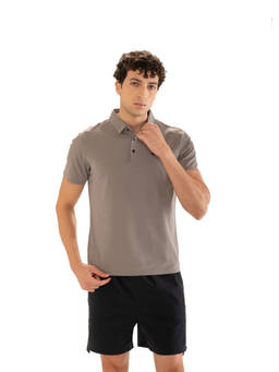 STRCH - Brown Solid Regular Fit Half Sleeve Polo T-Shirt