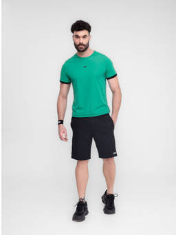 STRCH - Solid Regular Fit Half Sleeve Round Neck Green T-Shirt