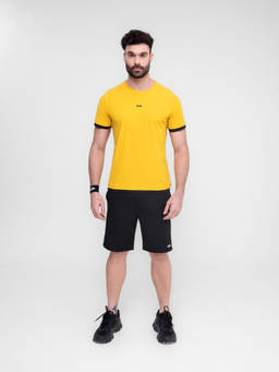 STRCH - Solid Regular Fit Half Sleeve Round Neck Yellow T-Shirt