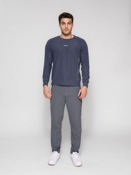 STRCH - Grey Solid Regular Fit Full Sleeve Crew Neck Sweatshirt